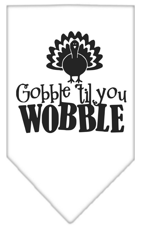 Gobble til You Wobble Screen Print Bandana White Small